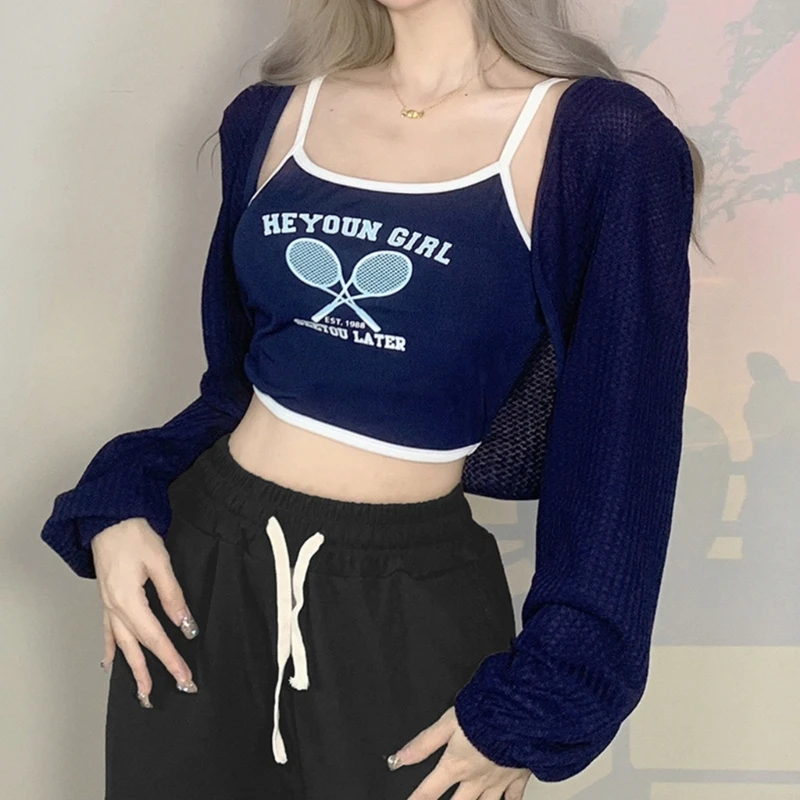 Summer Solid Long Sleeves Cover-Up Spaghetti Straps Crop Top 2Pieces Set
Summer Solid Long Sleeves Cover-Up Spaghetti Straps Crop Top 2Pieces Set