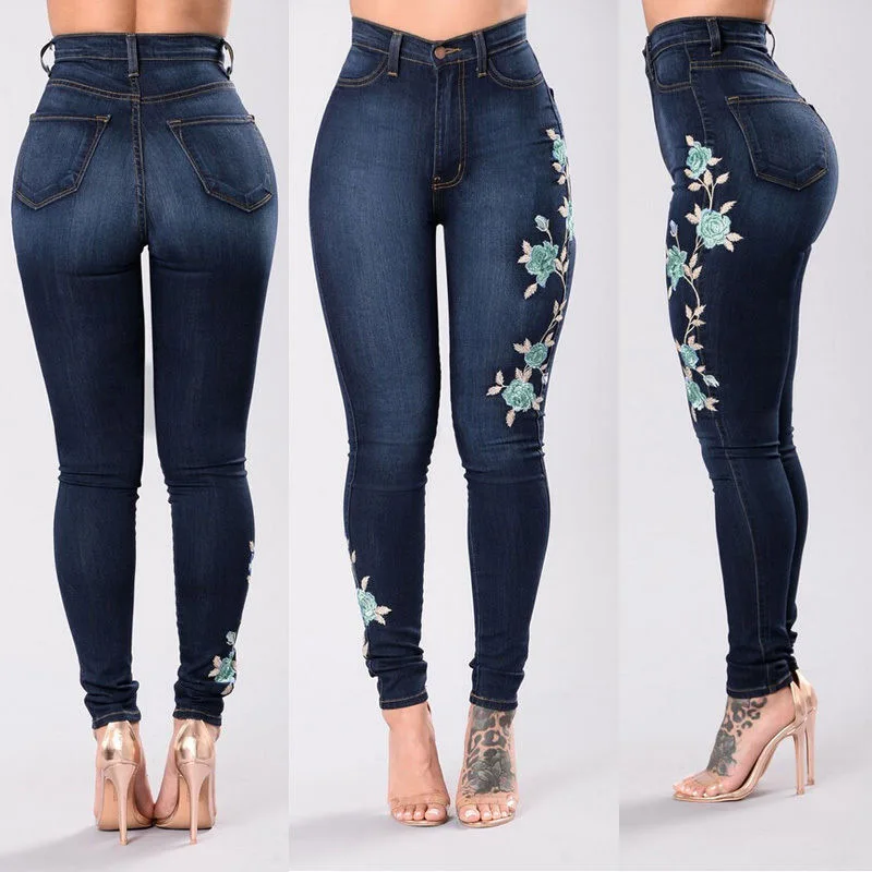 Skinny Women's Casual Dark Blue Embroidered Jeans High Waist Pack Butt Pencil Pants Stretch High Waist Women's Jeans
Skinny Women's Casual Dark Blue Embroidered Jeans High Waist Pack Butt Pencil Pants Stretch High Waist Women's Jeans