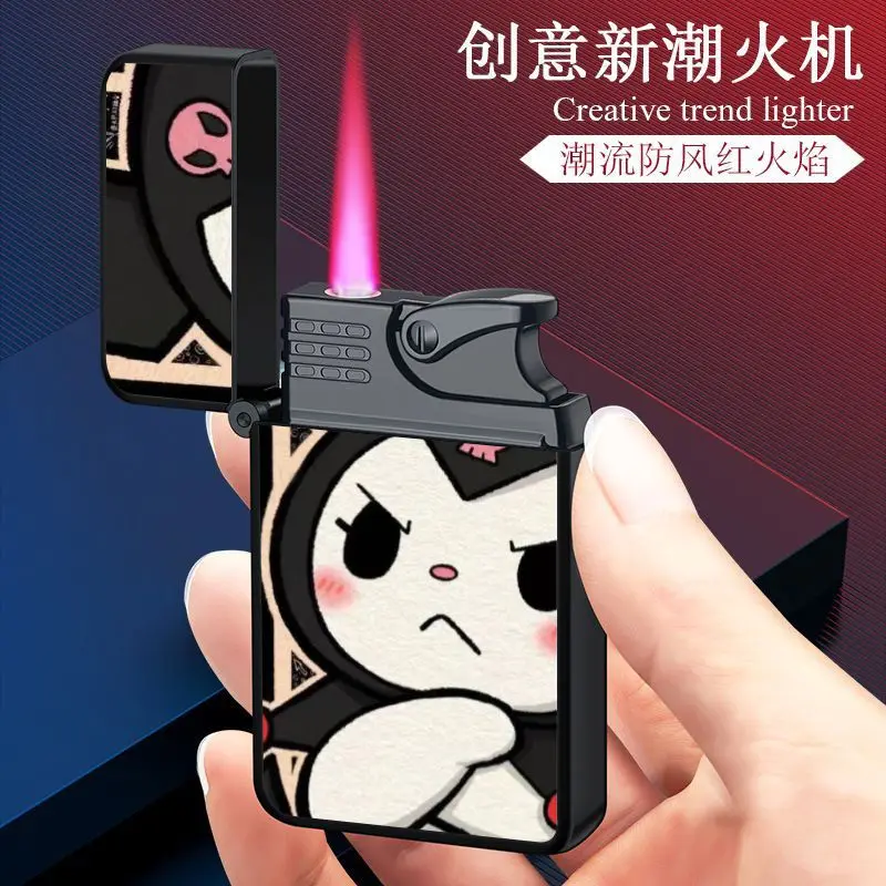 

Sanrio cartoon Kulomi inflatable lighter Cinnamoroll trendy creative pink flame high-value windproof metal gift for boyfriend