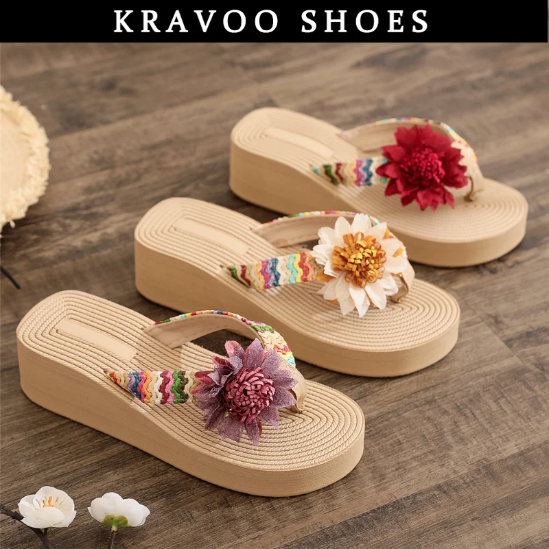 KRAVOO Ethnic Flower Flip Flops Shoes For Women Braided Thong Slippers Platform Wedges Sandals Ladies Outside Beach Slides 2023
KRAVOO Ethnic Flower Flip Flops Shoes For Women Braided Thong Slippers Platform Wedges Sandals Ladies Outside Beach Slides 2023