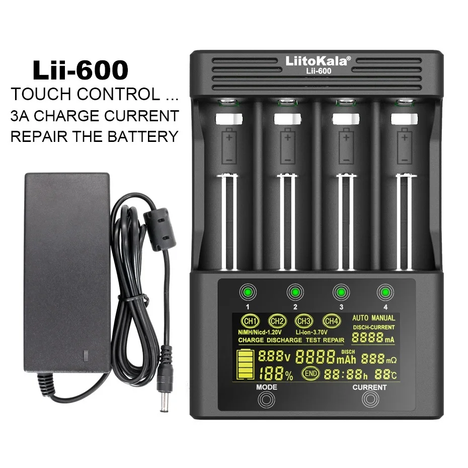 LiitoKala Lii-600 Battery Charger For Li-ion 3.7V and NiMH 1.2V Battery Suitable for 18650 26650 21700 26700 AA AAA And Other
LiitoKala Lii-600 Battery Charger For Li-ion 3.7V and NiMH 1.2V Battery Suitable for 18650 26650 21700 26700 AA AAA And Other
