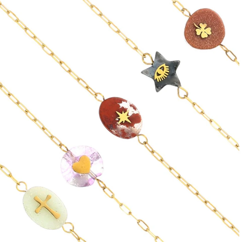 Natural Stone Pendant Bracelets for Women Boho Evil Eye/Cross/Love Charm Stainless Steel Bracelet Luxury Fashion Jewelry
Natural Stone Pendant Bracelets for Women Boho Evil Eye/Cross/Love Charm Stainless Steel Bracelet Luxury Fashion Jewelry