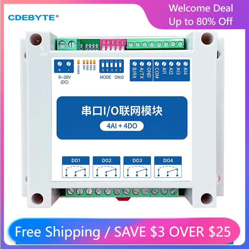 MA01-XACX0440 Ebyte ModBus RTU I/O Network Modules with Serial Port for PLC RS485 4AI+ADO 4 Switch Output Watchdog Anti-Crash
MA01-XACX0440 Ebyte ModBus RTU I/O Network Modules with Serial Port for PLC RS485 4AI+ADO 4 Switch Output Watchdog Anti-Crash