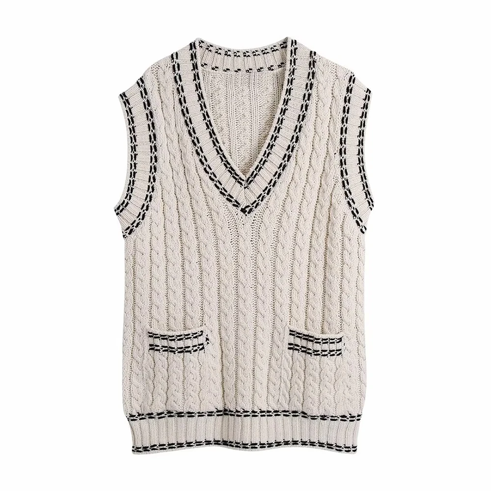 PB&ZA Women 2022 New Fashion Cropped Knitted Vest Vintage Sleeveless Jacket V-Neck Loose Pullover Female Tops Casual Knitwear
PB&ZA Women 2022 New Fashion Cropped Knitted Vest Vintage Sleeveless Jacket V-Neck Loose Pullover Female Tops Casual Knitwear