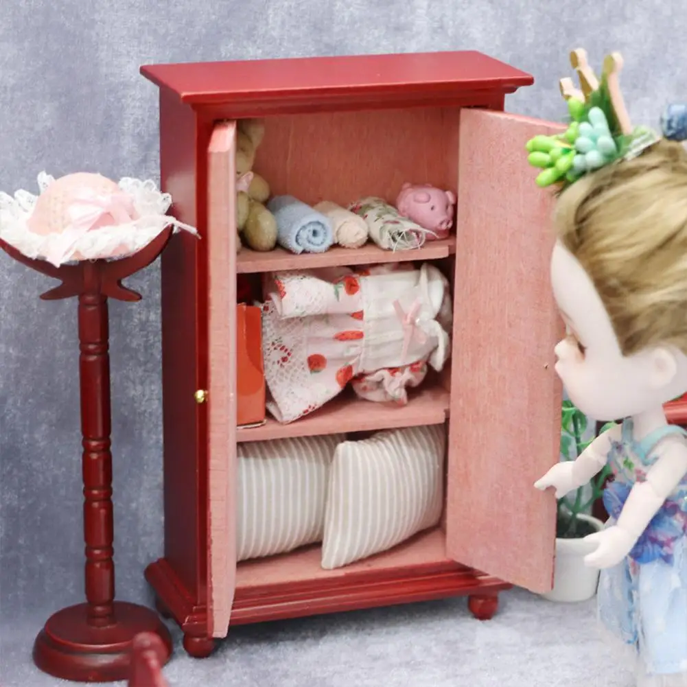 Wooden 1:12 Doll House Mini Double Door Wardrobe Bedroom Miniature Furniture Micro-scene Retro Style Vertical Cabinet Ornaments
Wooden 1:12 Doll House Mini Double Door Wardrobe Bedroom Miniature Furniture Micro-scene Retro Style Vertical Cabinet Ornaments