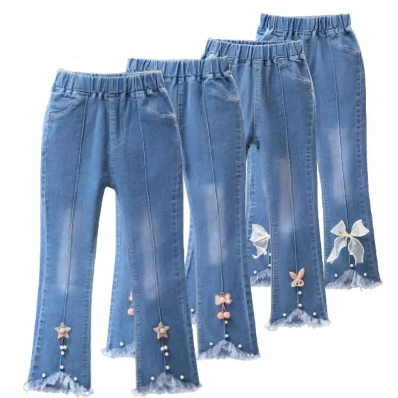 3-10 Years Jeans For Girls Stretch Flared Elegant Bow Cute Denim Pants Sweet Bowknot Lovely Spring Child Toddler Kid Trousers
3-10 Years Jeans For Girls Stretch Flared Elegant Bow Cute Denim Pants Sweet Bowknot Lovely Spring Child Toddler Kid Trousers