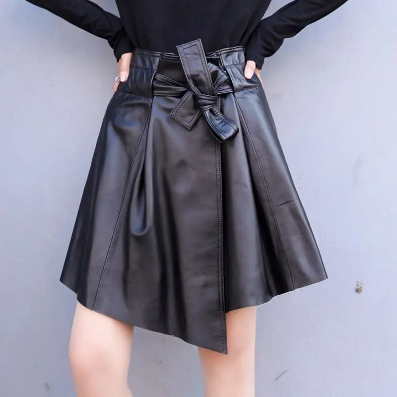 Women Real Leather Skirt Female Casual High Waist Mini Skirt Ladies Autumn Fashion Elegant A-line Short Leather Skirts G196
Women Real Leather Skirt Female Casual High Waist Mini Skirt Ladies Autumn Fashion Elegant A-line Short Leather Skirts G196