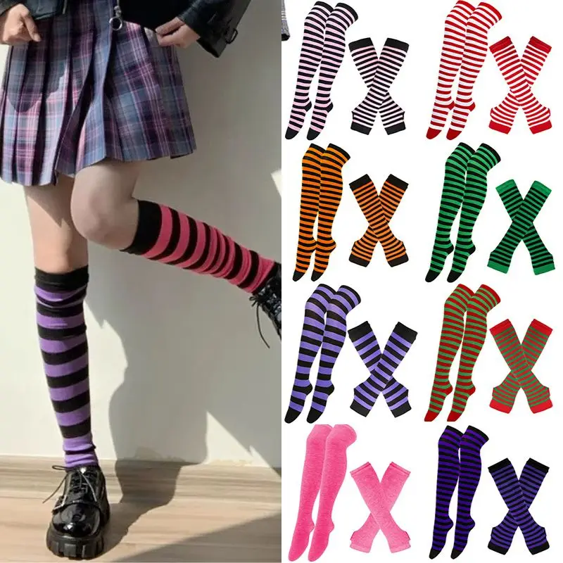 Women Girls Over Knee Long Stripe Socks Arm Sleeve Gloves Sweet Cute Plus Size Overknee Socks Knitted Warm Soks Black White
Women Girls Over Knee Long Stripe Socks Arm Sleeve Gloves Sweet Cute Plus Size Overknee Socks Knitted Warm Soks Black White