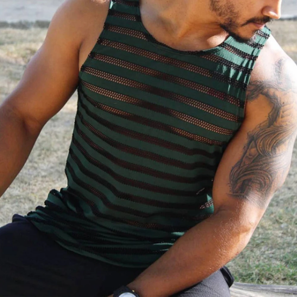 Men's Stripe Ice Silk Vest Fitness Quick Tank Top Wide Shoulder Running Sports Big Men Sleeveless T Shirts Tops LGBT Camisole 
Men's Stripe Ice Silk Vest Fitness Quick Tank Top Wide Shoulder Running Sports Big Men Sleeveless T Shirts Tops LGBT Camisole
