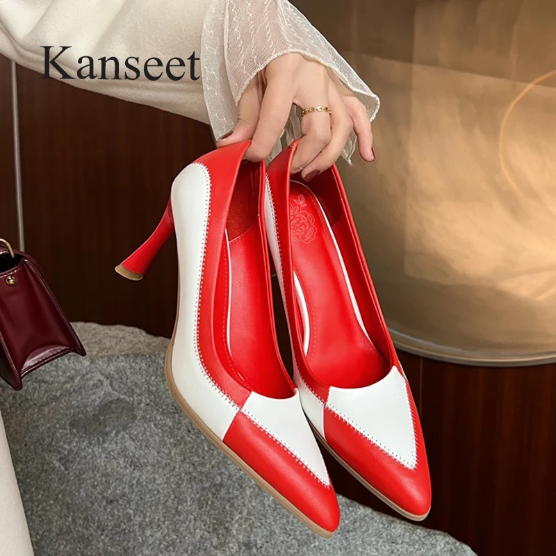 Туфли Kanseet женские на высоком каблуке, коровья кожа, заостренный носок, модная вечерняя Обувь, разные цвета, весна 2022
Туфли Kanseet женские на высоком каблуке, коровья кожа, заостренный носок, модная вечерняя Обувь, разные цвета, весна 2022