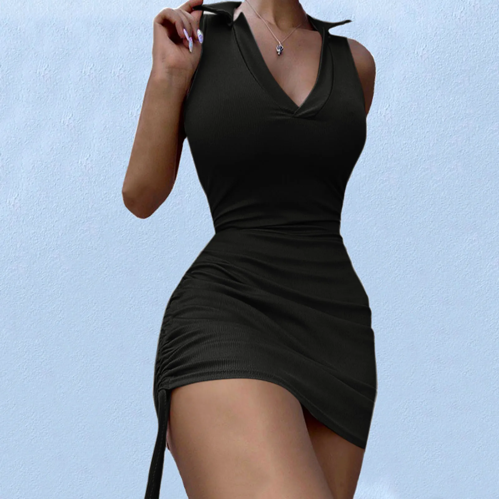 Fashion Drawstring Short Dress Women Sexy V-Neck Slim Fit Bodycon Dress Nightclub Women Evening Party Dress vestidos de fiest
Fashion Drawstring Short Dress Women Sexy V-Neck Slim Fit Bodycon Dress Nightclub Women Evening Party Dress vestidos de fiest