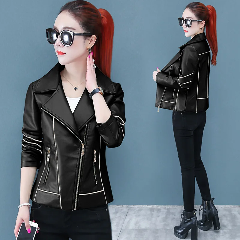 2022 Large Size Autumn New Fashion Korean Version Slim PU Leather Jacket Motorcycle Top Short Coat Leather Jacket Women
2022 Large Size Autumn New Fashion Korean Version Slim PU Leather Jacket Motorcycle Top Short Coat Leather Jacket Women