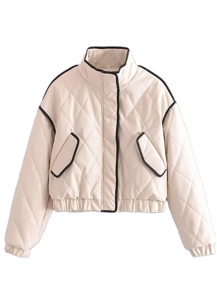 Women 2022 Winter Fashion Warm Hemming quilted faux leather PU cotton Coat Vintage Long Sleeve zipper Female Outerwear Chic Tops
Women 2022 Winter Fashion Warm Hemming quilted faux leather PU cotton Coat Vintage Long Sleeve zipper Female Outerwear Chic Tops