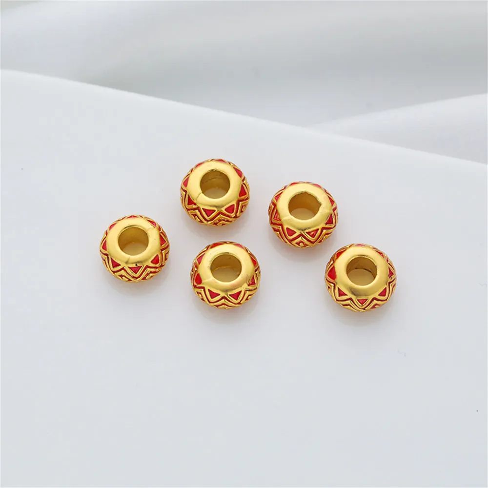 18K gold coated dumb gold oil dripping large hole wheel bead 11mm spacer diy bracelet necklace with loose beads
18K gold coated dumb gold oil dripping large hole wheel bead 11mm spacer diy bracelet necklace with loose beads