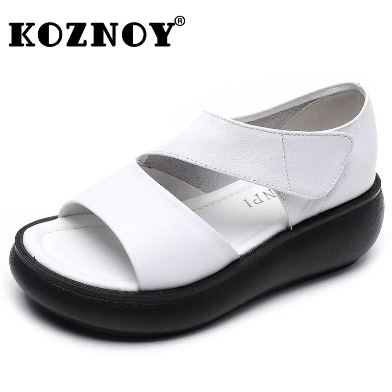Koznoy 5cm Big Size Natural Genuine Leather Slippers Luxury Sandals ROME Women Summer Peep Toe Hook Platform Wedge Rubber Shoes
Koznoy 5cm Big Size Natural Genuine Leather Slippers Luxury Sandals ROME Women Summer Peep Toe Hook Platform Wedge Rubber Shoes
