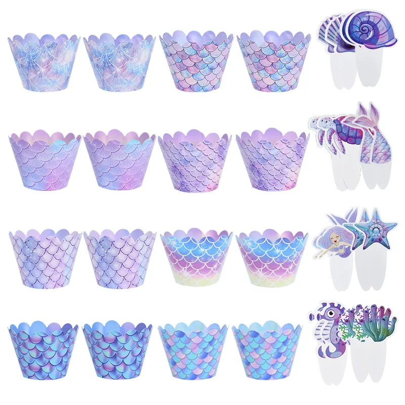 16Pcs Mermaid Party Cupcake Wrappers Happy Birthday Cake Decoration Kids Baby Shower Supplies Mermaid Theme Cake Topper
16Pcs Mermaid Party Cupcake Wrappers Happy Birthday Cake Decoration Kids Baby Shower Supplies Mermaid Theme Cake Topper