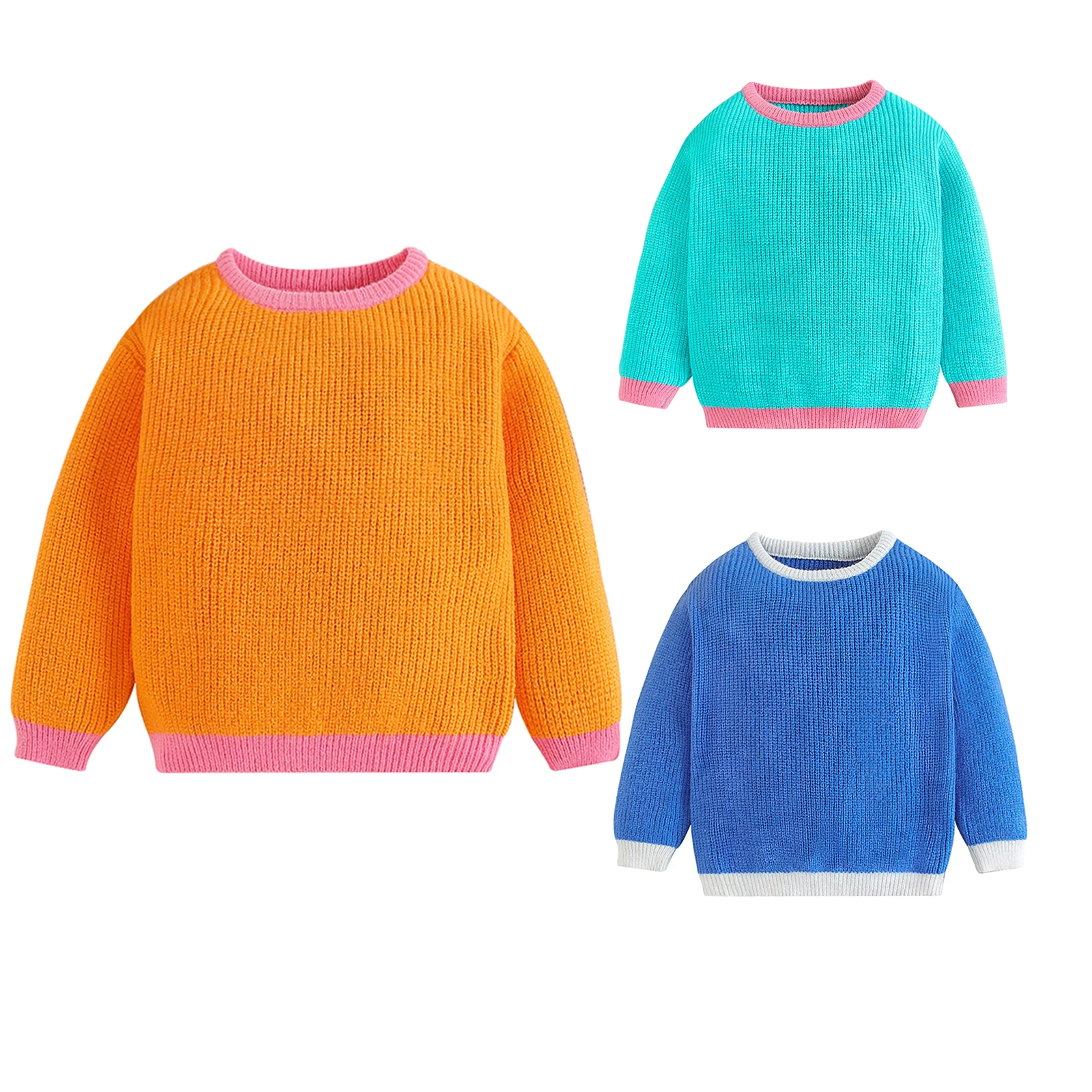 Toddler Girls Autumn Winter Knit Sweater Long Sleeve Crewneck Contrast Color Knitwear Pullover Tops
Toddler Girls Autumn Winter Knit Sweater Long Sleeve Crewneck Contrast Color Knitwear Pullover Tops