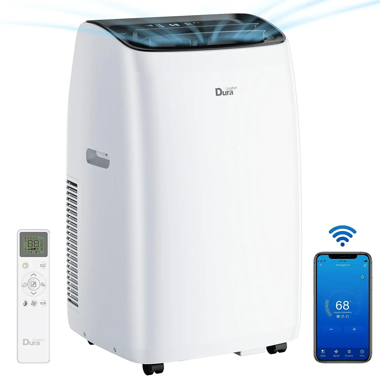 

Smart Portable Air Conditioners, 12000 BTU(Ashrae) /8150 BTU (SACC) Quiet AC Unit, Built-in Dehumidifier and Fan Modes, Mobile A