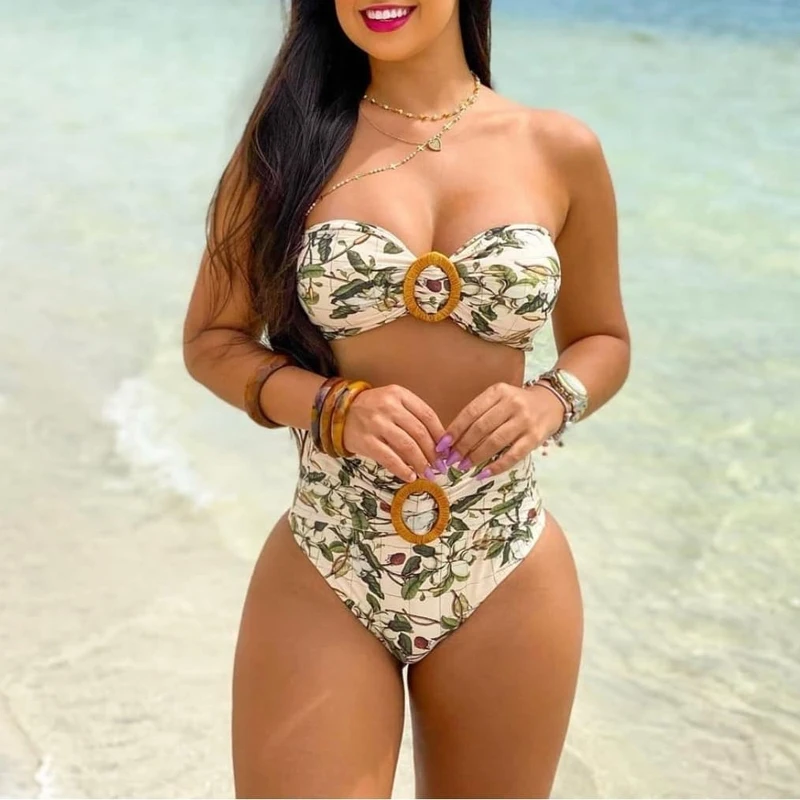 2022 Spring Flower Printed Bikini Set 2pcs Plants Print Bandeau Summer Sexy Fashion Style Women's Bikini Set Swimwear
2022 Spring Flower Printed Bikini Set 2pcs Plants Print Bandeau Summer Sexy Fashion Style Women's Bikini Set Swimwear