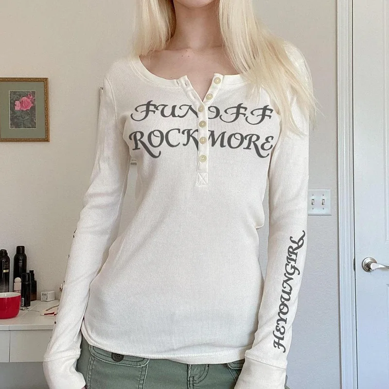 Y2K Letter White Knitted Crop Top Knitted Retro Cute T Shirt O Neck Prepply Harajuku Full Sleeve Tee Casual Autumn New 
Y2K Letter White Knitted Crop Top Knitted Retro Cute T Shirt O Neck Prepply Harajuku Full Sleeve Tee Casual Autumn New