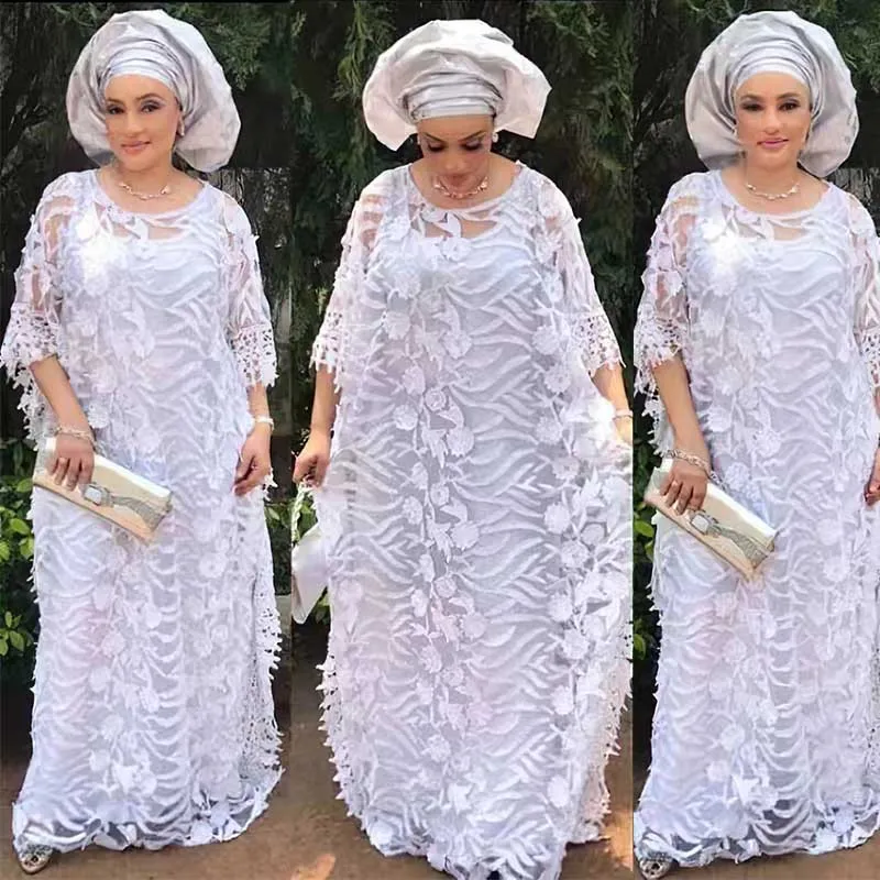 African Robe Dress for Women Muslim Abaya Middle East Burqa Dresses Mesh Hollow Out White Lace Clothes Africa Boubou Plus Size 
African Robe Dress for Women Muslim Abaya Middle East Burqa Dresses Mesh Hollow Out White Lace Clothes Africa Boubou Plus Size