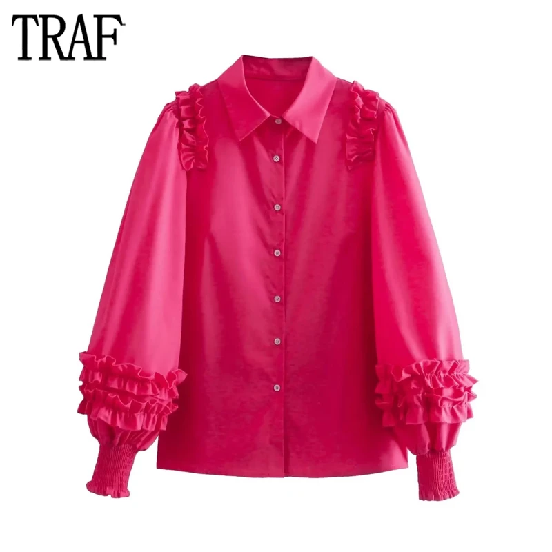 TRAF Rose Ruffle Shirt Women Collared Button Up Shirts for Women Long Sleeve Shirts and Blouses Woman Streetwear Top Female
TRAF Rose Ruffle Shirt Women Collared Button Up Shirts for Women Long Sleeve Shirts and Blouses Woman Streetwear Top Female