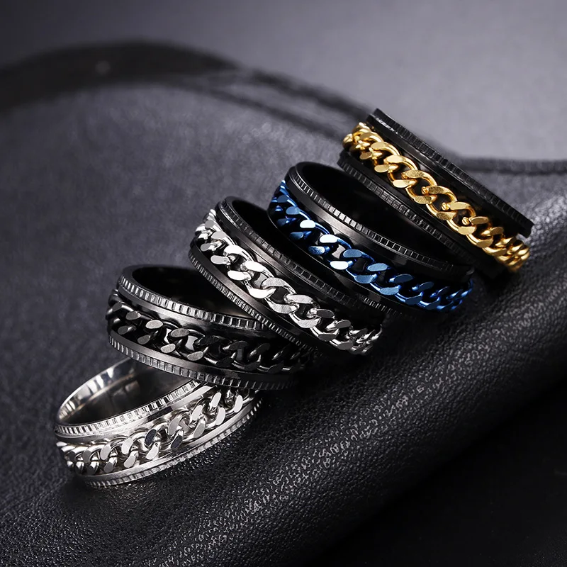 Men's Chain Rotating Stainless Steel Decompression Ring European and American High-end Fashion Personality Index Finger Ring
Men's Chain Rotating Stainless Steel Decompression Ring European and American High-end Fashion Personality Index Finger Ring