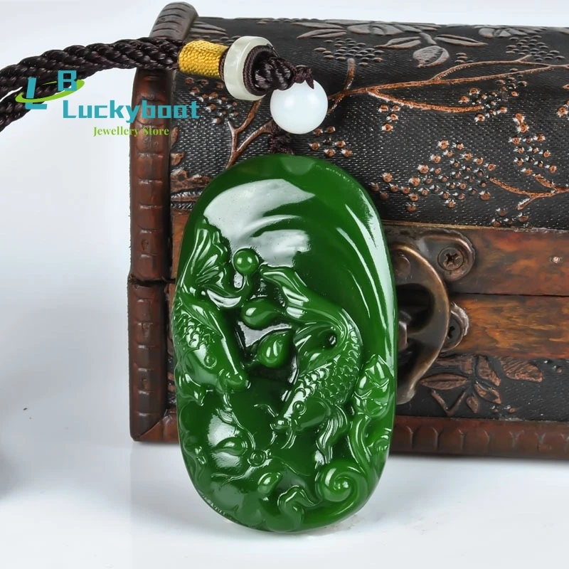 Natural Xinjiang Hetian Jade Double Fishes Playing Water Jasper Pendant Wholesale Seed Material Fashion Men or Women Necklace
Natural Xinjiang Hetian Jade Double Fishes Playing Water Jasper Pendant Wholesale Seed Material Fashion Men or Women Necklace