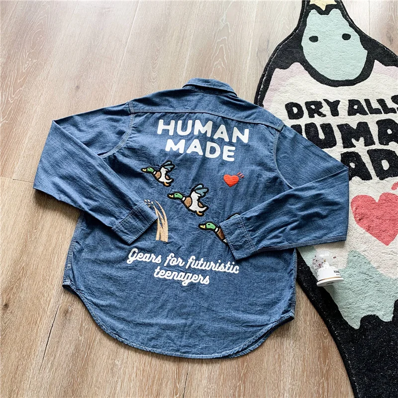 Luxury Brand high quality Embroidered Flying Duck Denim Shirt Men Women 1:1 Best Qualit Top Tees HUMAN MADE Shirts
Luxury Brand high quality Embroidered Flying Duck Denim Shirt Men Women 1:1 Best Qualit Top Tees HUMAN MADE Shirts