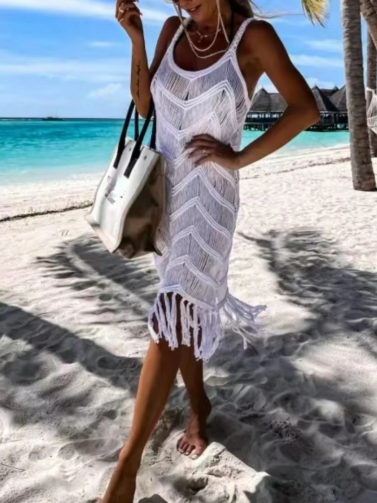 Bikini Cover Up Women White Beach Dress 2023 Summer Fashion Solid Black Sexy Swimwear Crochet Knitted Hollow Out Tassels Holiday
Bikini Cover Up Women White Beach Dress 2023 Summer Fashion Solid Black Sexy Swimwear Crochet Knitted Hollow Out Tassels Holiday