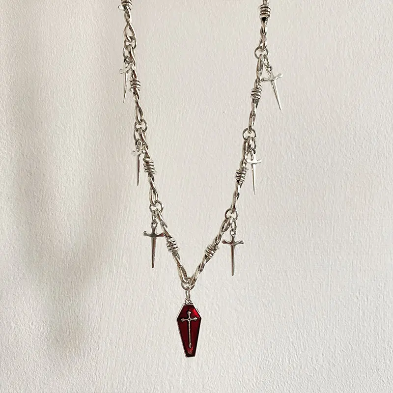 Korean Charm Thorn Sword Cross Pendant Necklace for Women Fashion Dark Gothic Vintage Coffin Necklace Harajuku Jewelry Gifts 90s
Korean Charm Thorn Sword Cross Pendant Necklace for Women Fashion Dark Gothic Vintage Coffin Necklace Harajuku Jewelry Gifts 90s
