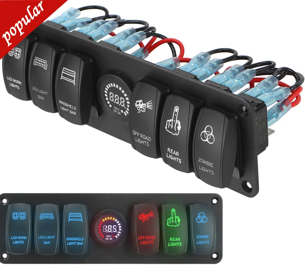 Hot Waterproof Combination Voltmeter On-Off 6 Gang Rocker Switch Panel LED Voltage Display 12-24V For RV Car Marine Boat
Hot Waterproof Combination Voltmeter On-Off 6 Gang Rocker Switch Panel LED Voltage Display 12-24V For RV Car Marine Boat