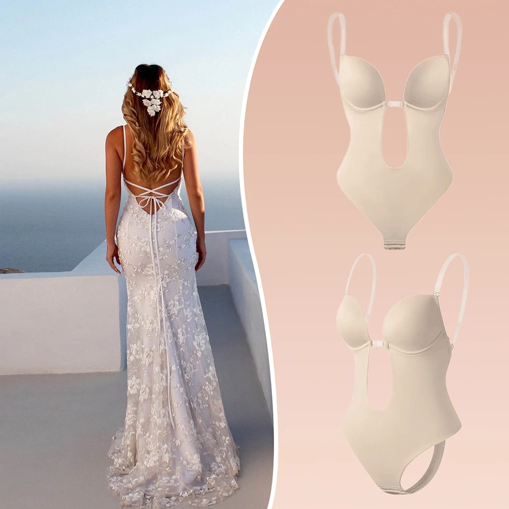 Bodysuit Shapewear Deep V-Neck Body Shaper Backless U Plunge Thong Shapers Waist Trainer Women Clear Strap Padded Push Up Corset
Bodysuit Shapewear Deep V-Neck Body Shaper Backless U Plunge Thong Shapers Waist Trainer Women Clear Strap Padded Push Up Corset