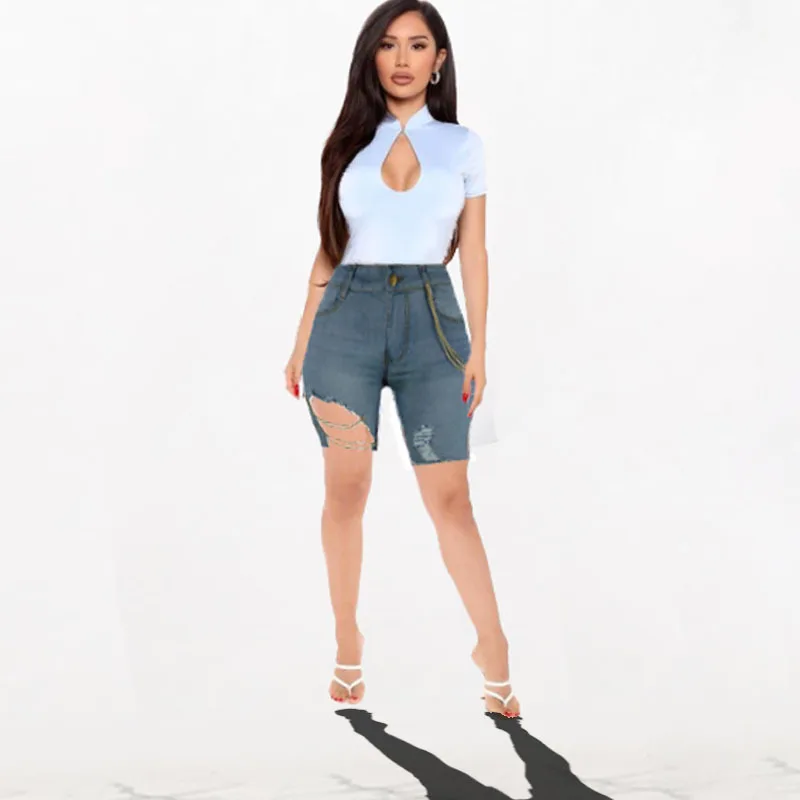 2021 Women's Ripped Denim Pants with Chain Pendant Stretch Cotton Casual Jeans
2021 Women's Ripped Denim Pants with Chain Pendant Stretch Cotton Casual Jeans