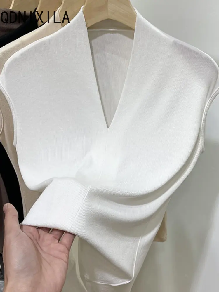 Spring Summer New In Women Clothing Thread Fashion V-neck Short Sleeved T-shirt Loose Sleeveless Top Bottoming Shirt Tank Top
Spring Summer New In Women Clothing Thread Fashion V-neck Short Sleeved T-shirt Loose Sleeveless Top Bottoming Shirt Tank Top