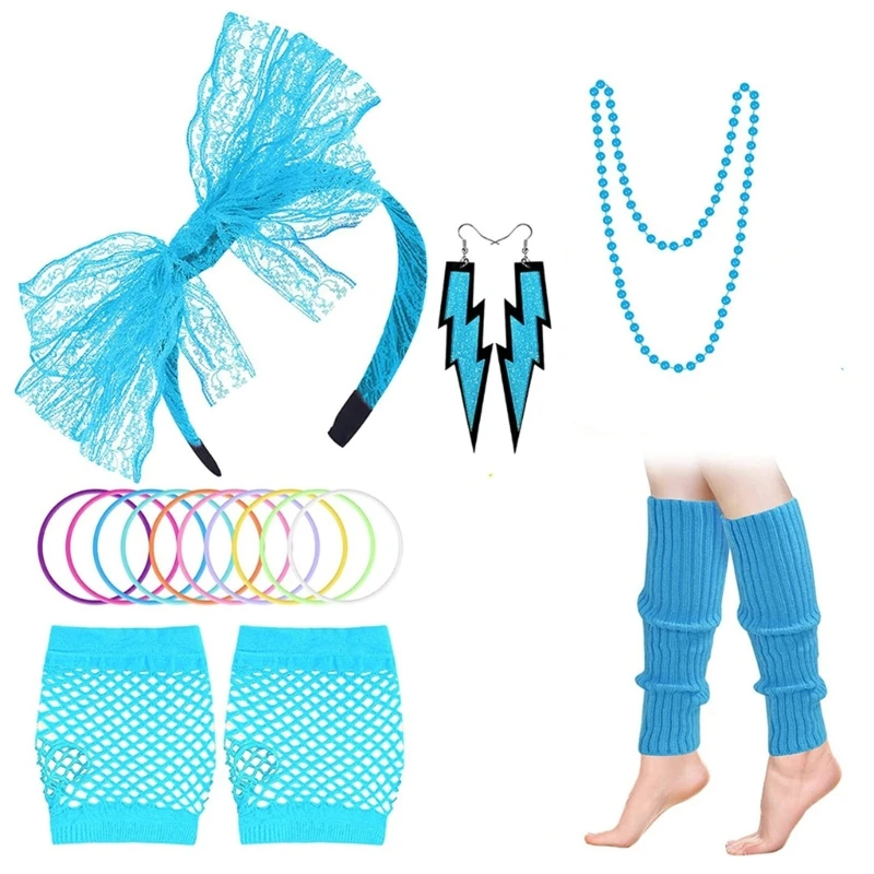 80s Dress Accessories 80s Costume Accessory with Bracelet Neckalce Earrings Headband Leg Warmer for Girl 80s Party
80s Dress Accessories 80s Costume Accessory with Bracelet Neckalce Earrings Headband Leg Warmer for Girl 80s Party