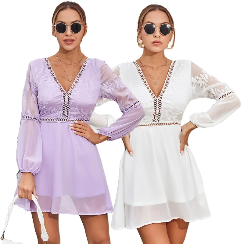 Women's Sexy Solid Color Dress Long Sleeve V Neck Ruffle Boho A line Mini Dress Party Beach Backless Dress
Women's Sexy Solid Color Dress Long Sleeve V Neck Ruffle Boho A line Mini Dress Party Beach Backless Dress