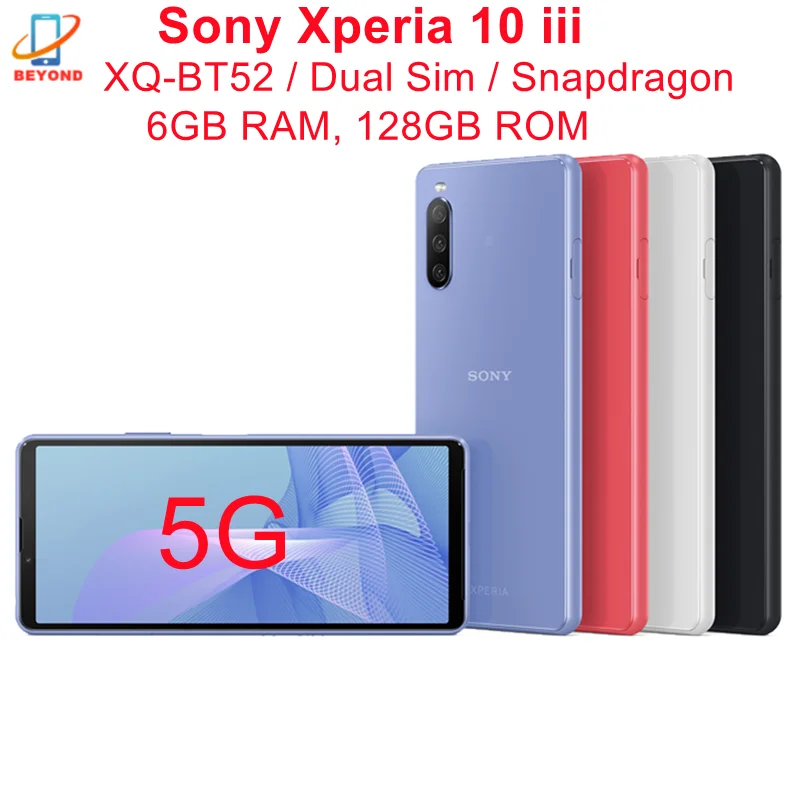 

Sony Xperia 10iii 10 iii 5G Dual Sim XQ-BT52 6.0" 6GB RAM 128GB ROM Snapdragon 690 Octa Core NFC Original Android Cell Phone
