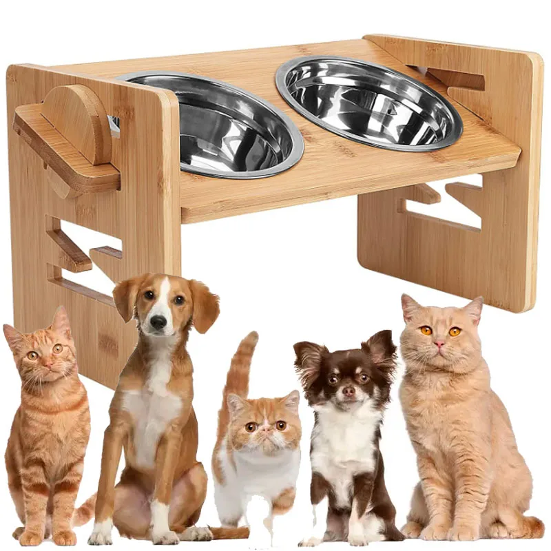 Feed rack wooden dining table Stainless steel bowl pet table bowl cat and dog feeding and drinking double bowls
Feed rack wooden dining table Stainless steel bowl pet table bowl cat and dog feeding and drinking double bowls
