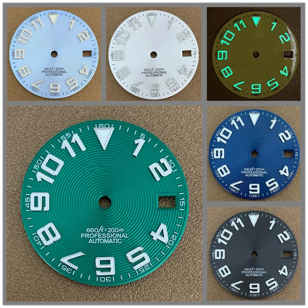 Texture Dial Nh35 Green Luminous 28.5mm Suitable for NH35/36 Mechanical Movement Dials Texture Dial for Nh35 S Logo Watch Repair
Texture Dial Nh35 Green Luminous 28.5mm Suitable for NH35/36 Mechanical Movement Dials Texture Dial for Nh35 S Logo Watch Repair