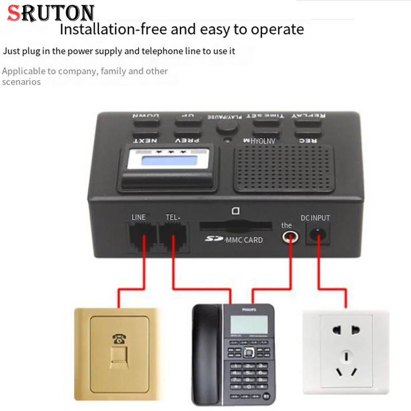 SRUTON NEW SD Card Automatic Recording Portable Landline Phone Call Recorder Digital Fixed Telephone Recording Box LCD Display 
SRUTON NEW SD Card Automatic Recording Portable Landline Phone Call Recorder Digital Fixed Telephone Recording Box LCD Display