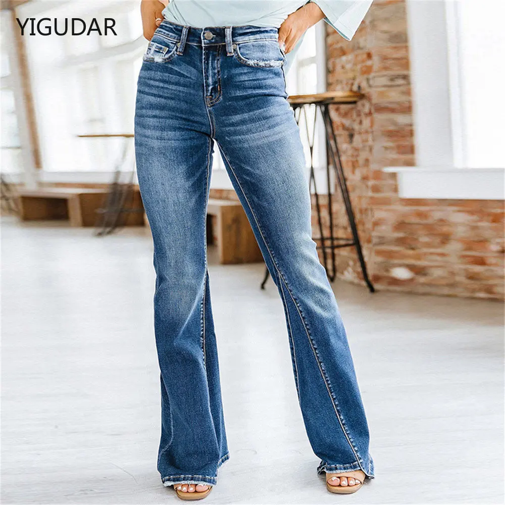

High Waist Flared Women Jeans pants Full Length Fitting Boot Cut Jeans for Women Stretchy Fashionable Spring Denim Jean 2023