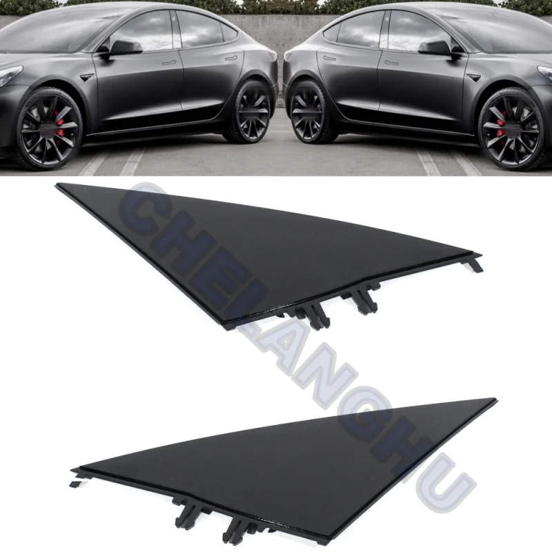 Пара левых и правых зеркал заднего вида, черная окрашенная треугольная отделка для Tesla Model 3 2017 2018 2019 2020 2021 2022, автомобильные аксессуары