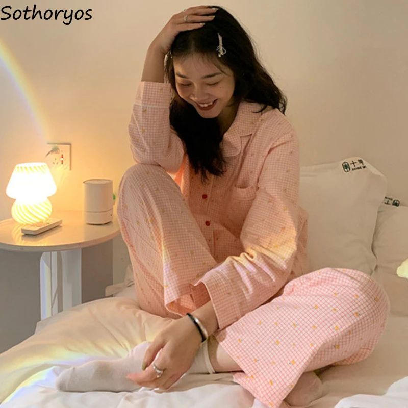 Pajama Sets Women Sweet Design Plaid Simple Home Leisure Soft Korean Style Students Spring Lounge Wear Fashion Retro Long-sleeve
Pajama Sets Women Sweet Design Plaid Simple Home Leisure Soft Korean Style Students Spring Lounge Wear Fashion Retro Long-sleeve