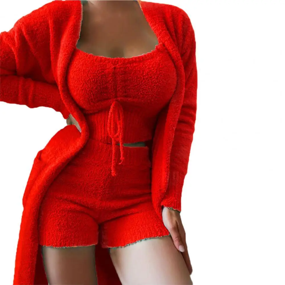 1 Set Top Shorts Coat Solid Color Plush Three-piece Temperament Thick Sleepwear Set for Sleeping womens two peice sets
1 Set Top Shorts Coat Solid Color Plush Three-piece Temperament Thick Sleepwear Set for Sleeping womens two peice sets