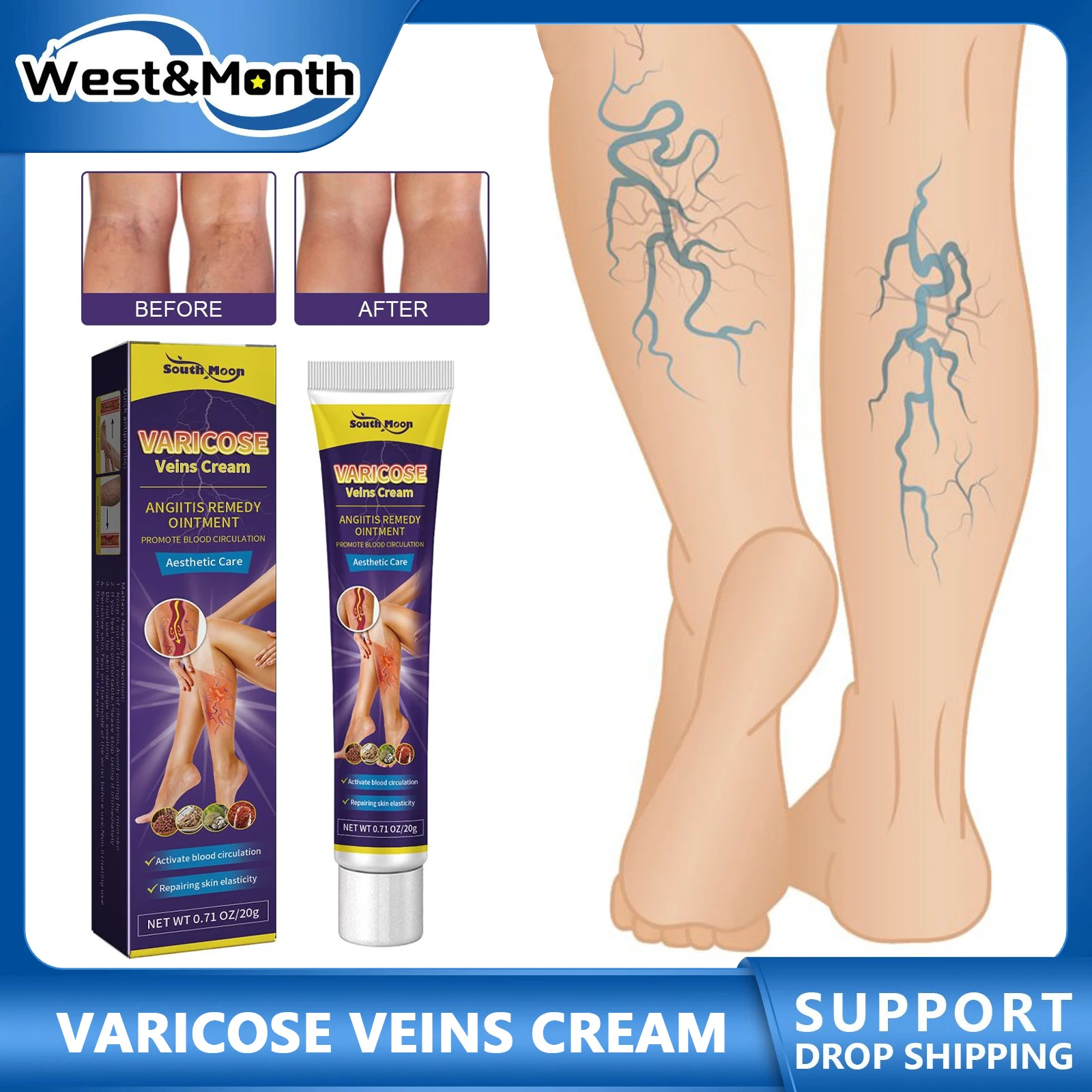 Varicose Veins Cream Angiitis Remedy Relieve Veins Bulge Swelling Pain Repair Earthworm Leg Spider Leg Promote Blood Circulation
Varicose Veins Cream Angiitis Remedy Relieve Veins Bulge Swelling Pain Repair Earthworm Leg Spider Leg Promote Blood Circulation