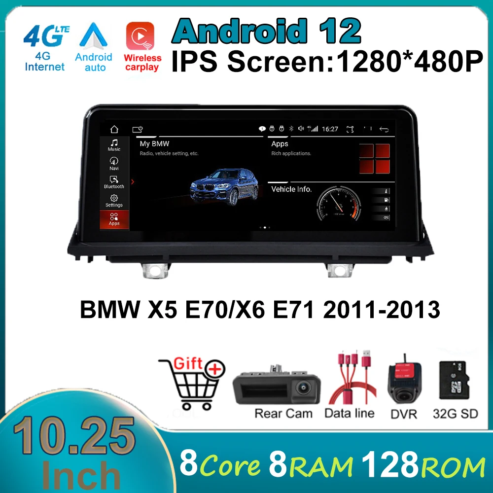 Автомобильный мультимедийный плеер, экран 10,25 дюйма IPS 1280*480P 4G Android 12,0 для BMW X5 E70/X6 E71 2011-2013 оригинальная система CIC радио GPS
Автомобильный мультимедийный плеер, экран 10,25 дюйма IPS 1280*480P 4G Android 12,0 для BMW X5 E70/X6 E71 2011-2013 оригинальная система CIC радио GPS