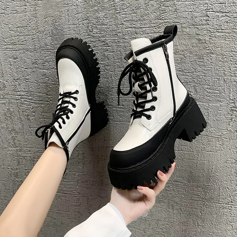 Rock Shoes Woman White Ankle Boots Round Toe Boots-Women Flat Heel Low 2023 High Heel Lolita Ladies Autumn Rubber PU Lace-Up Ro
Rock Shoes Woman White Ankle Boots Round Toe Boots-Women Flat Heel Low 2023 High Heel Lolita Ladies Autumn Rubber PU Lace-Up Ro