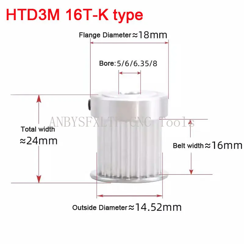 HTD 3M 16 Teeth Timing Pulley Bore 5/6/6.35/8mm For Width 15mm 3mm Pitch 3D Printer Parts HTD3M Synchronous Pulley Gear 16Teeth
HTD 3M 16 Teeth Timing Pulley Bore 5/6/6.35/8mm For Width 15mm 3mm Pitch 3D Printer Parts HTD3M Synchronous Pulley Gear 16Teeth