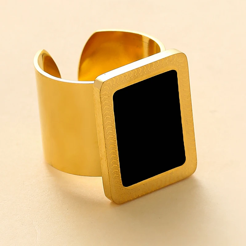 Vintage Flat Square Shape Opening Engagement Rings for Women Girls Fashion Gold Color Stainless Steel Rings Jewelry Accessories 
Vintage Flat Square Shape Opening Engagement Rings for Women Girls Fashion Gold Color Stainless Steel Rings Jewelry Accessories